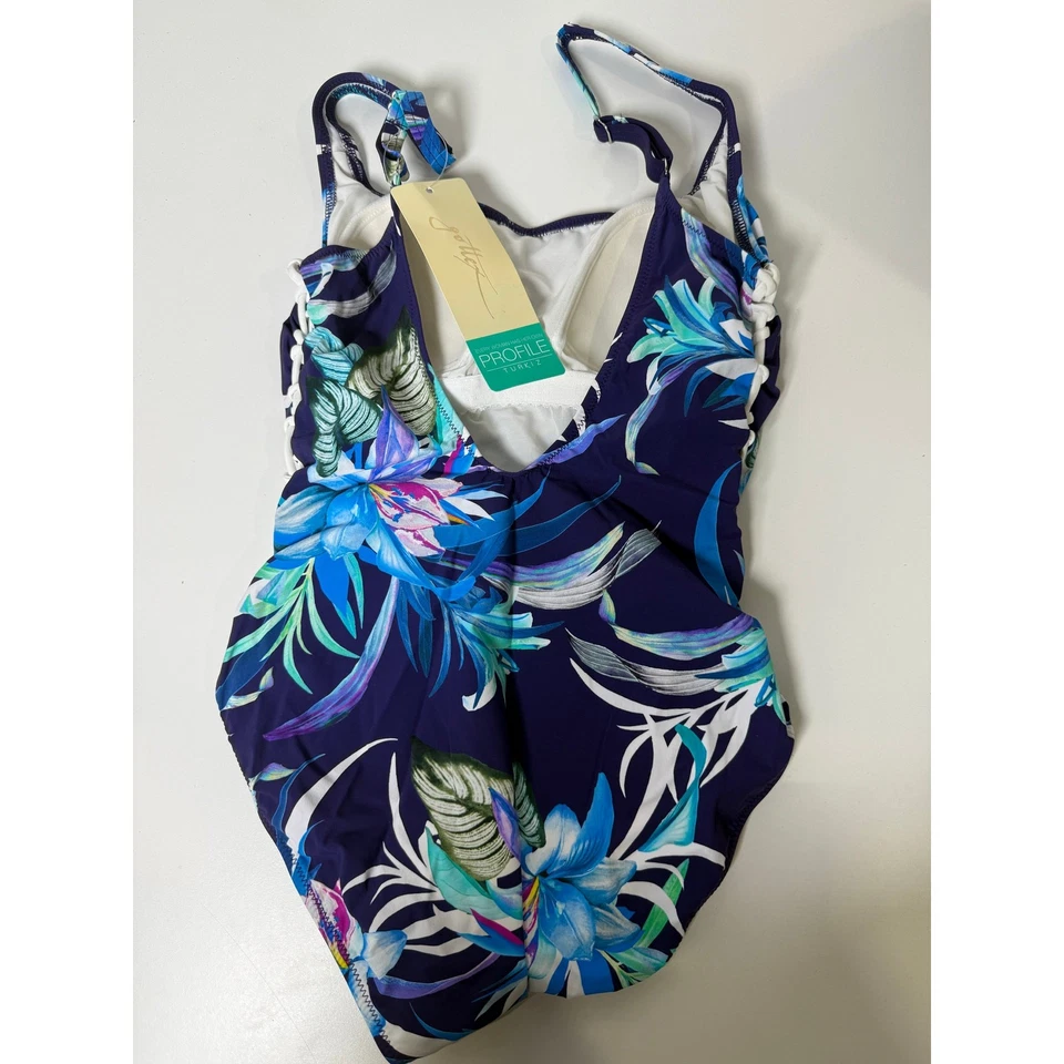 Traje de baño Gottex Profile Turkiz de una pieza para mujer púrpura floral talla 12 nuevo con etiquetas Foto 4 de 4