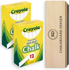 Chalboard Chalk 24 Pack White Chalk, Thin Chalks for Chalkboard with 1 Felt Eras