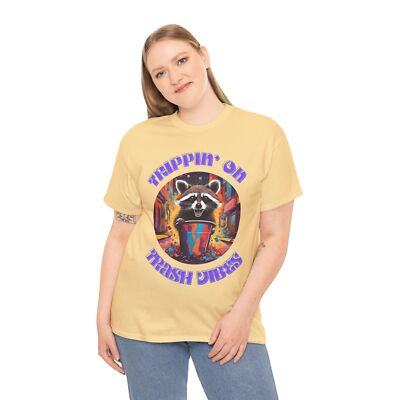 Trippy Raccoon Trash Vibes T-Shirt, Colorful Animal Tee, Psychedelic 