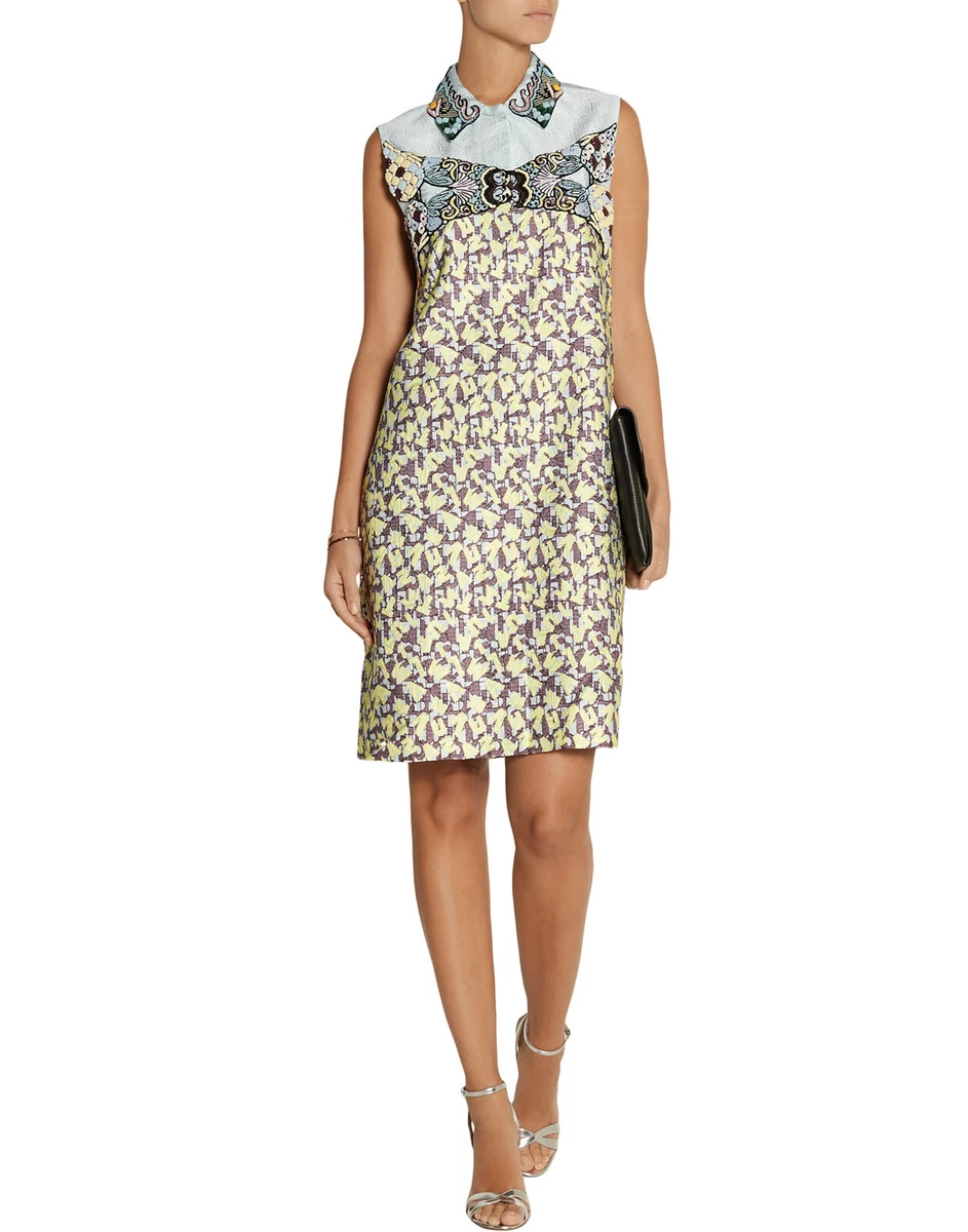 RRP 1625 MARY KATRANTZOU Jacquard Taby Coat Dress Size UK 8 S Silk Blend Lined