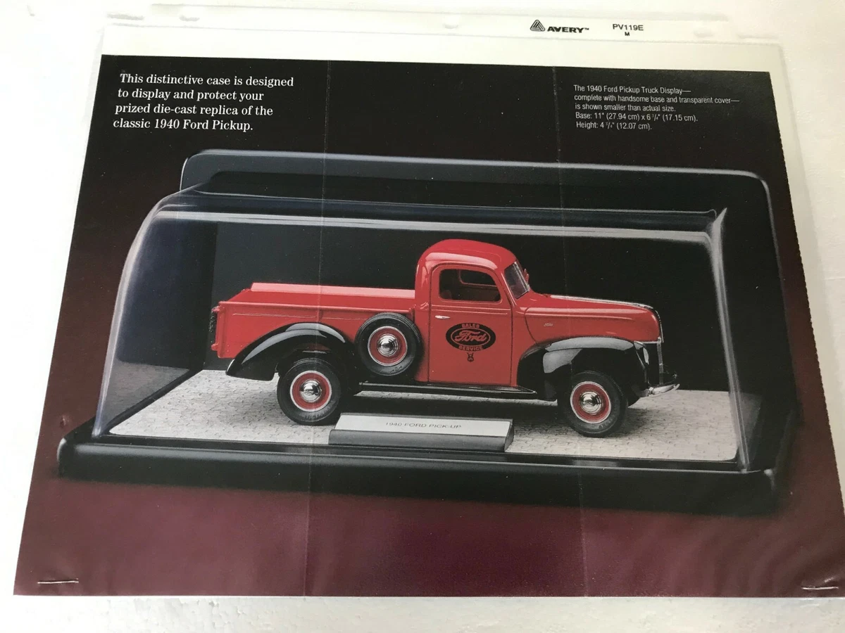 EXTREMELY RARE FRANKLIN MINT 1940 FORD PICKUP SALES PAGE SPEC SHEET ONLY