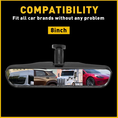 Quality 8" Black Rear View Mirror Interior Replacement For Day Universal Night - Picture 3 of 15