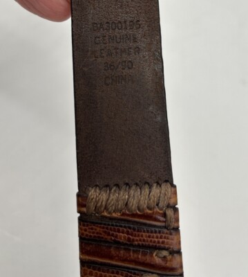 Vintage Bill Adler Brown Belt Sz 36 Distressed Pattern, S-Shaped Brass Buckle BILL ADLER DESIGN Size 36 Brown Embossed Leather Belt – Sui  main image 4