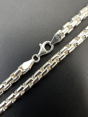 925 Sterling Silver 6mm Men's Rounded Rolo Hermes Link Chain