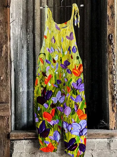 Mono holgado boho de mujer talla grande mono verano retro peto pantalones harén DE - Imagen 6 de 73