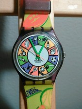 Swatch CHEERLEADER Sports Purple Green Clear Retro Watch 1994 GV104