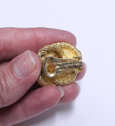 Vintage Christian Dior Goldfarben Strass Clip Einzel Ohrring - Bild 2 von 4