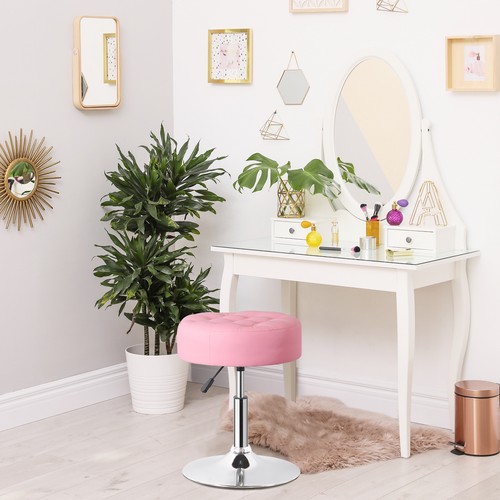 PU Leather Vanity stool Adjustable Height 360° Swivel Chair Makeup Stool Pink - Picture 10 of 22