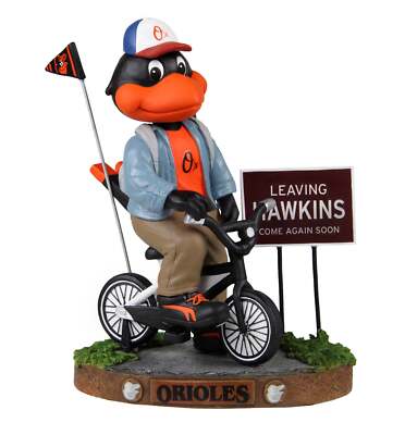 The Oriole Bird Baltimore Orioles Stranger Things Mascot on Bike Bobblehead MLB