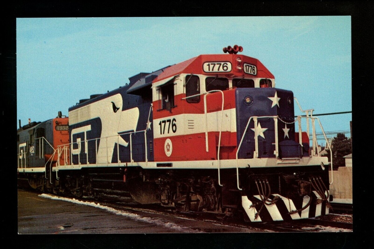 Train Railroad postcard Bicentennial Grand Trunk Western 1776