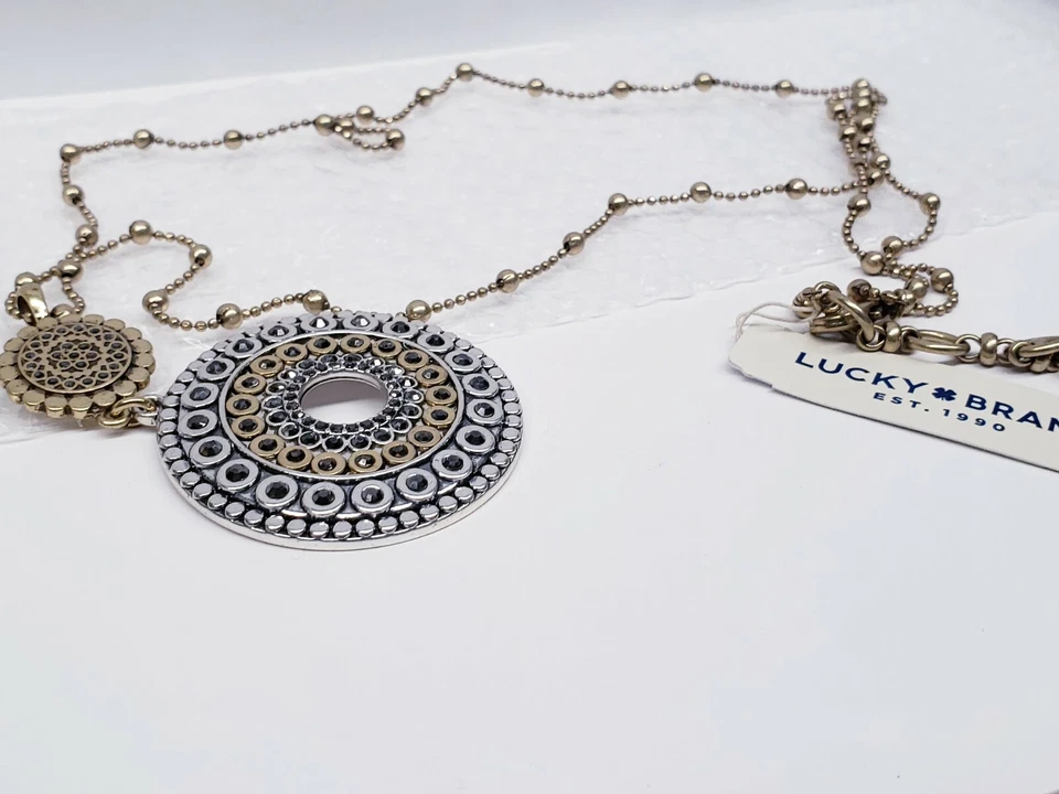 Collar Colgante Tribal Dos Tonos Marca Lucky 30" + Extensor 1.5" Foto 2 de 4