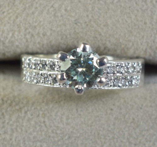 1.28 Ct Blue Diamond Solitaire 6 x 6 mm Round Certified Ring Latest Collection - Picture 4 of 7