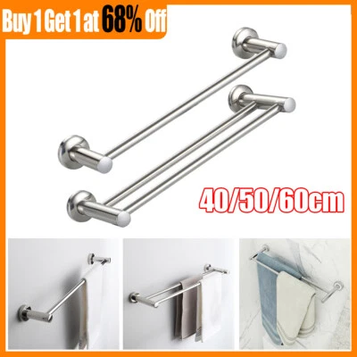 40/50/60cm Single Double Towel Rail Rack Holder Wall Mounted Bathroom Kitchen