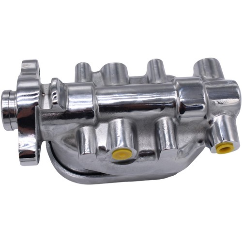 For GMC Brake Master Cylinder 1" Bore 9/16" & 1/2" Ports Dual Chrome Flat - Picture 10 of 18