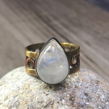 Moonstone Mixed metal Artisan Ring 7