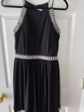 Speechless Women Junior Black Jeweled Fit N Flare Dress Size 11