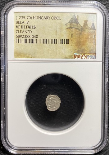 HUNGARY. King Bela IV 1235-1270 AD, Crusaders Croatia Silver Obol Coin, NGC VF - Picture 2 of 5