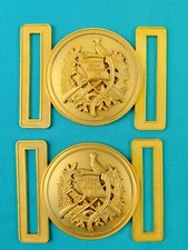Set 2 US Guatemala Coat of Arms Gold Tone Military Army N.S. MEYER Belt Buckle A