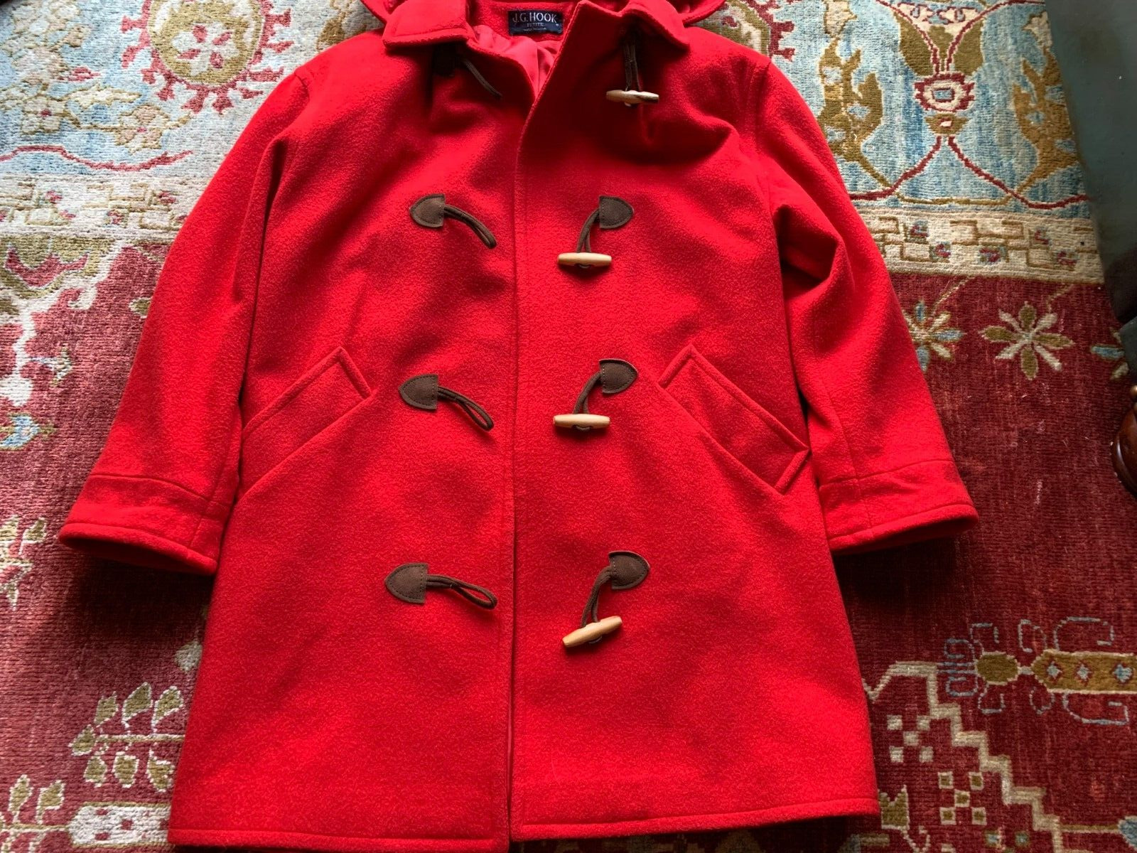 VTG JG Hook Coat Women Red Pea Coat Made in USA H… - image 12