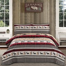 Rustic Quilt Bedding Set King Size Bedspread Coverlet Country Quilts Lodge Ca...