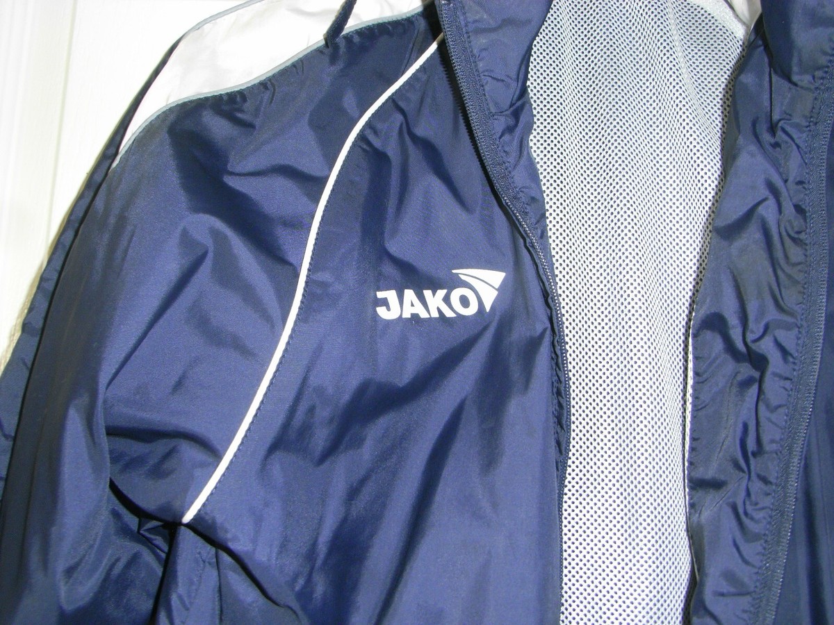 JAKO light Rain Jacket Anorak Blue Hood Zip Pockets Small chest 38