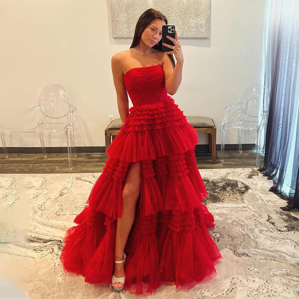 red high low dress formal 14786 main image 1