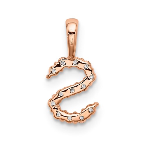 14k Rose Gold Small Initial S Diamond Pendant Gift for Mother - Picture 3 of 3