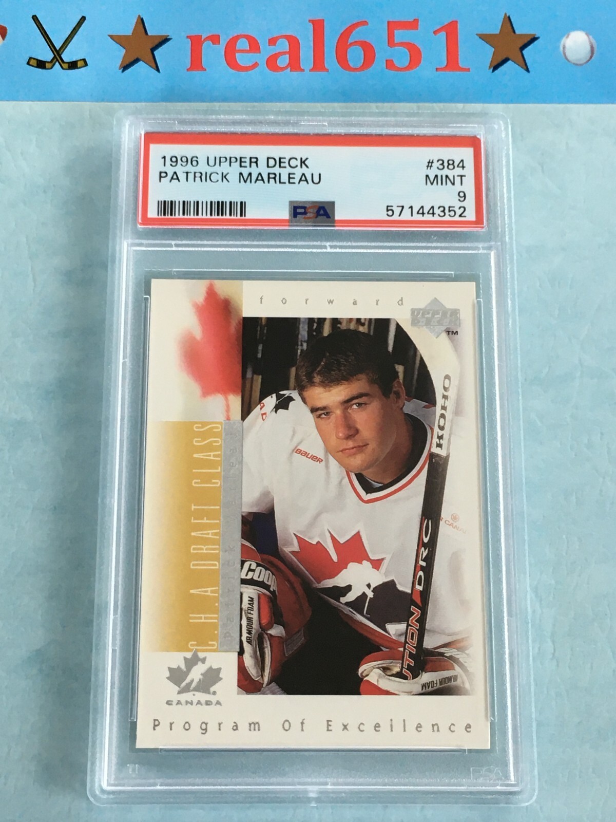 1996 Upper Deck Program of Excellence #384 PATRICK MARLEAU Rookie PSA 9 Mint RC
