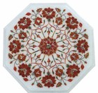 12" Marble Center Table Top Carnelian Pietra Dura Handmade Inlay Art Home Decor