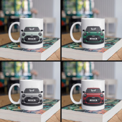 Personalisierte Mini Cooper C 5-Türer Sport Kaffeebecher Geschenk - Farbe wählbar