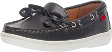 MARC JOSEPH NEW YORK Unisex Leather Slip On Moccasin Loafer, Navy, 4.5 M US Kid