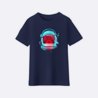 T-Shirt Kinder Kurzarm Marineblau SPACE MONKEY 100% Baumwolle
