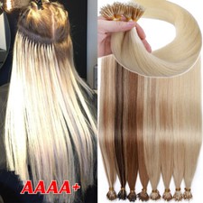 200PCS Thick 100 Remy Human Hair Extensions Nano Ring Micro Loop Beads Blonde X