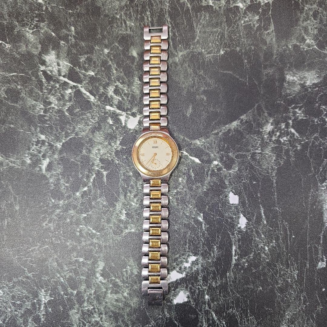 KENZO Vintage Quartz Watch Silver Gold Stainless Steel Bezel From Japan View 2