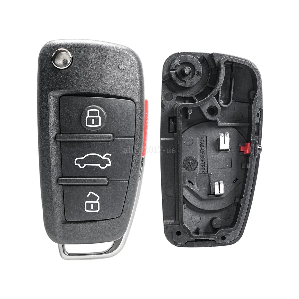 2 FUNDA CARCASA LLAVERO MANDO A DISTANCIA ABATIBLE para Audi A2 A3 A4 A6 A6L A8 TT Q7 3+1 botones Foto 3 de 4