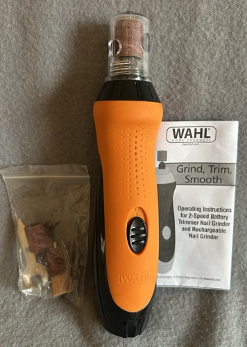 Wahl Grind Trim & Smooth Pet Nail 2 Speed Battery Operated Orange Grinder Dog