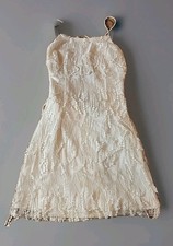 Lulus Making Magic White Fringe Lace-Up Back Mini Dress Small