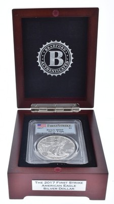 2017 $1 American Silver Eagle MS69 PCGS First Strike in Bradford Mint Case