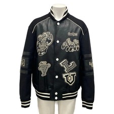 LOUIS VUITTON Logo Varsity Jacket RM231MU35HOL07E Black Gray Multi Men's
