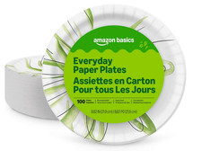 Basics Everyday Disposable Paper Plates 8.62 Inch 100 Count,