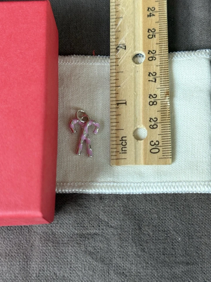 James Avery Edición Limitada Esmalte Rosa Bastones de Caramelo Dije Plata Nuevo en Caja Foto 4 de 4