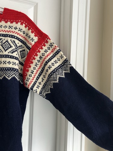 VTG Norse Knits Fair Isle Sweater Norway Made Hand Knit Mens L Wool Ski 1960’s, $89.99 - Photo 4