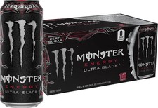 (15-pak) Monster Ultra Black Napój energetyczny z witaminami, zero cukru, 16 Fl Oz