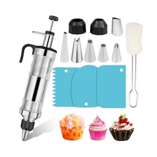 Dessert Decorating Syringe Set Frosting Piping Kit Stainless Steels Cake Deco...