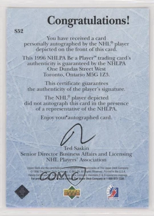 1995-96 Upper Deck Be a Player Auto Randy McKay #S52 Auto - Image 2 of 2