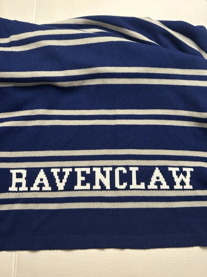 Manta Pottery Barn Teen Harry Potter Ravenclaw azul a rayas 50x60 Foto 3 de 4