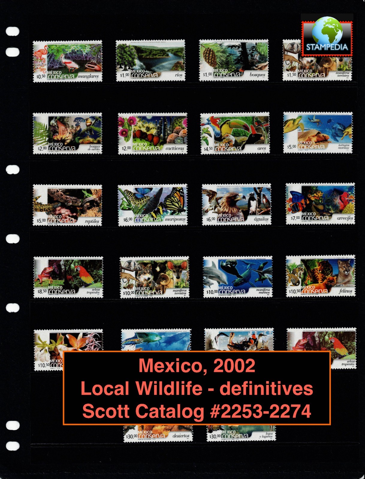 $86.55 Scott Value - 2002 MEXICO Wildlife definitives much scarcer CV MNH NH UMM