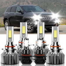 For Jeep Grand Cherokee 1999-2010 Led Headlight Bulb Hi Lo Beam Fog Lights Combo