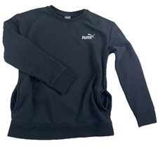 Women's Navy Blue Puma Crew Sweatshirt Medium with Pockets Soft Snug Fit READ