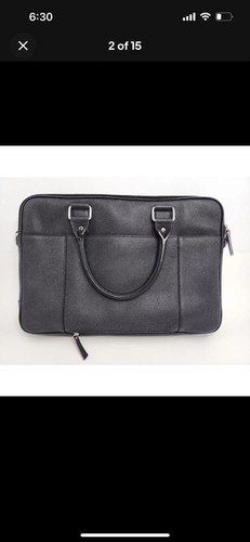Cole Haan American Airlines Black Leather Attache Slim Briefcase Laptop Bag - Picture 2 of 8